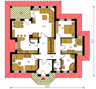 Mirror image | Floor plan of ground floor - BUNGALOW 79